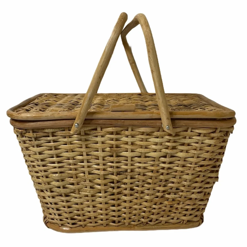 Vintage Picnic Basket Hand Woven Romantic Decor Large Hand Crafted High Quality